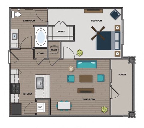 1 bed 1 bath floor plan C at The Edison at Madison, Madison, AL, 35757